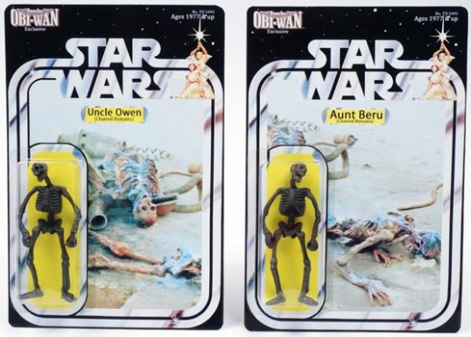 These parody action figures were created by Walt Crowley from Rancho Obi-Wan.